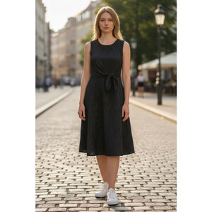 Women's Rabbit Rabbit Designs Black White Polka Dot Midi Dress Size 12